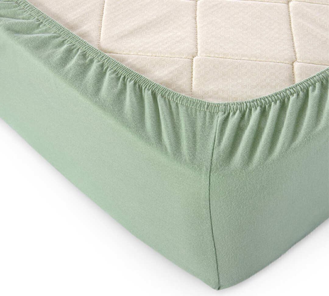 Простыня трикотажная на резинке 125гр борт 20 Текс-Дизайн 120*200, оливковый 1.5 спальный