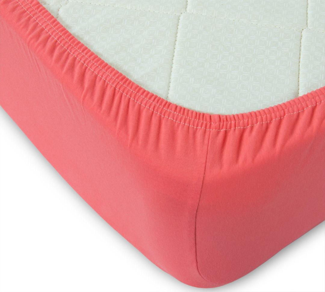 Простыня трикотажная на резинке 125гр борт 20 Текс-Дизайн 140*200, коралловый 2 спальный