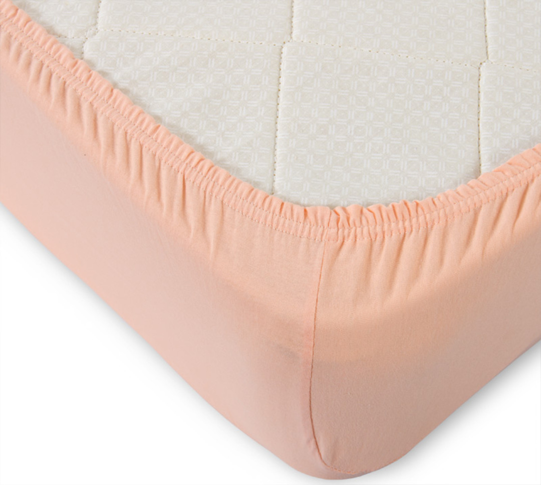 Простыня трикотажная на резинке 125гр борт 20 Текс-Дизайн 180*200, персиковый евро