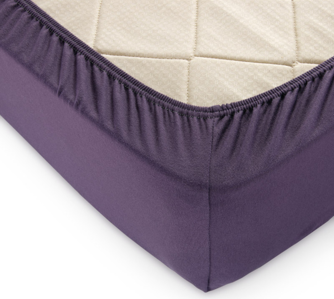 Простыня трикотажная на резинке 125гр борт 20 Текс-Дизайн 160*200, баклажан 2 спальный