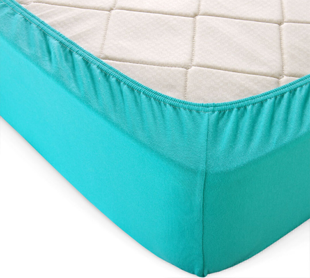 Простыня трикотажная на резинке 125гр борт 20 Текс-Дизайн 160*200, ментоловый 2 спальный