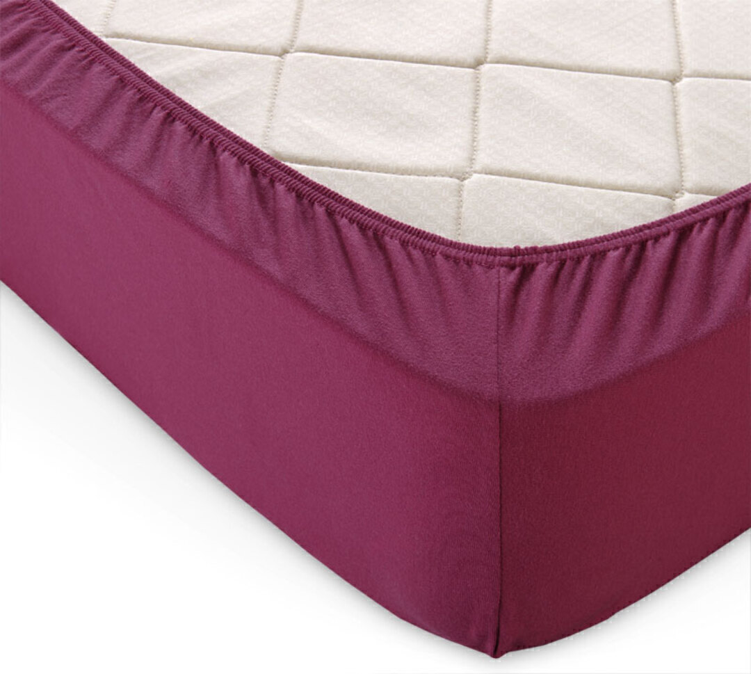 Простыня трикотажная на резинке 125гр борт 20 Текс-Дизайн 140*200, марсала 2 спальный