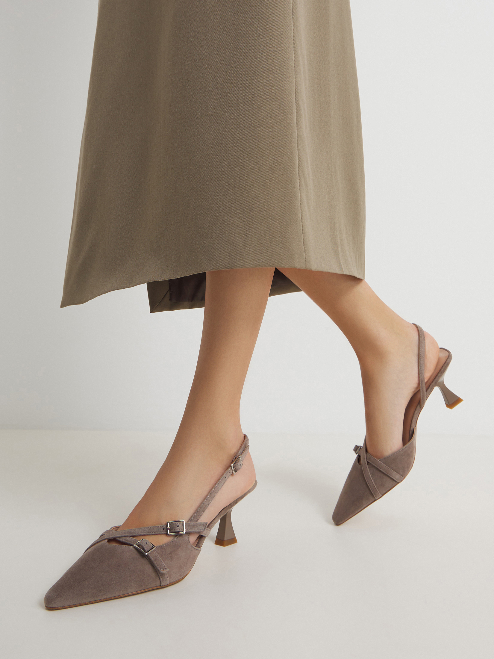 Женские туфли с открытой пяткой (слинг-бэк) TENDANCE 4626899, пыльно-коричневый