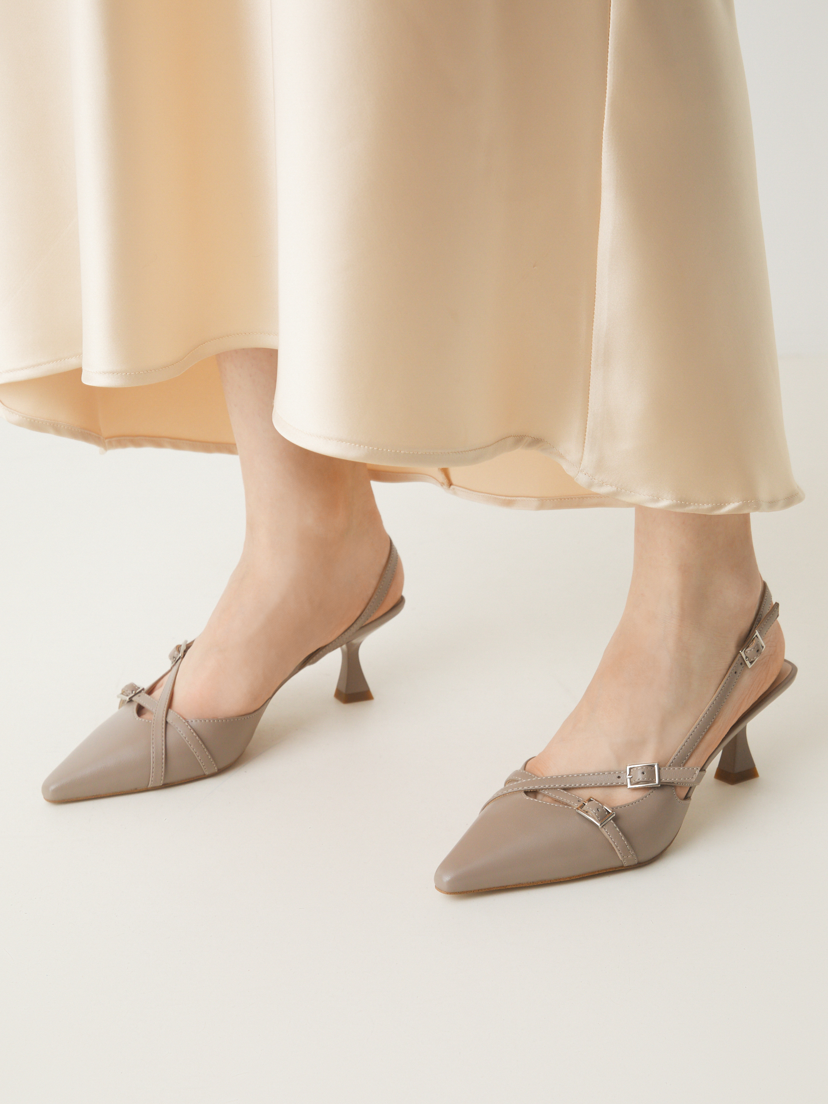 Женские туфли с открытой пяткой (слинг-бэк) TENDANCE 4626835, серо-коричневый