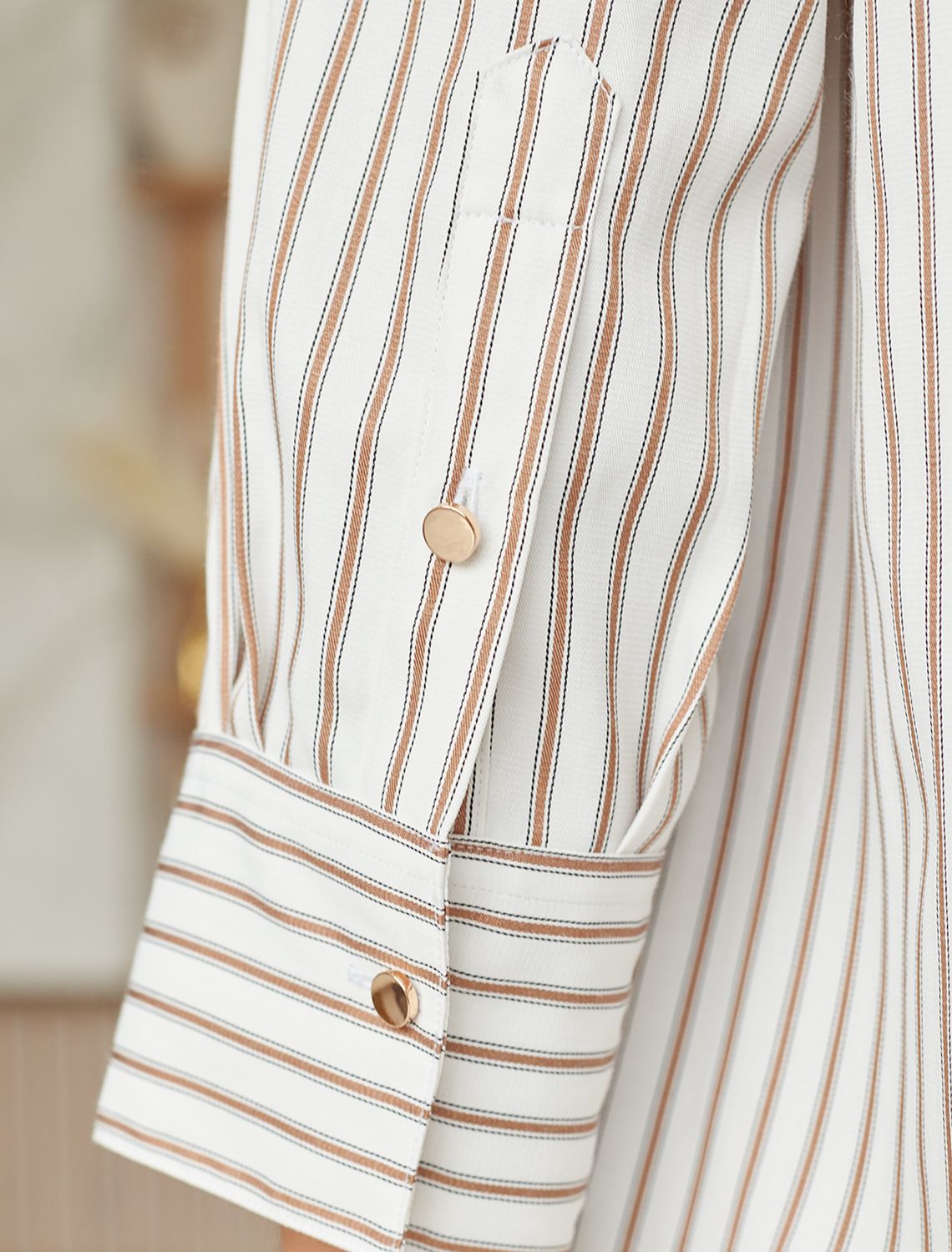 Блузка свободного силуэта в полоску с рукавом 3/4 из эластичного хлопка