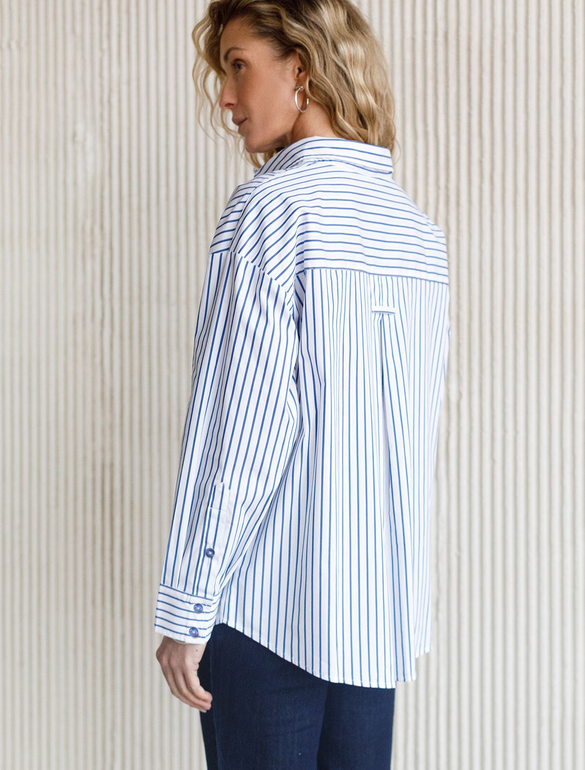 Блузка свободного силуэта в полоску из эластичного хлопка