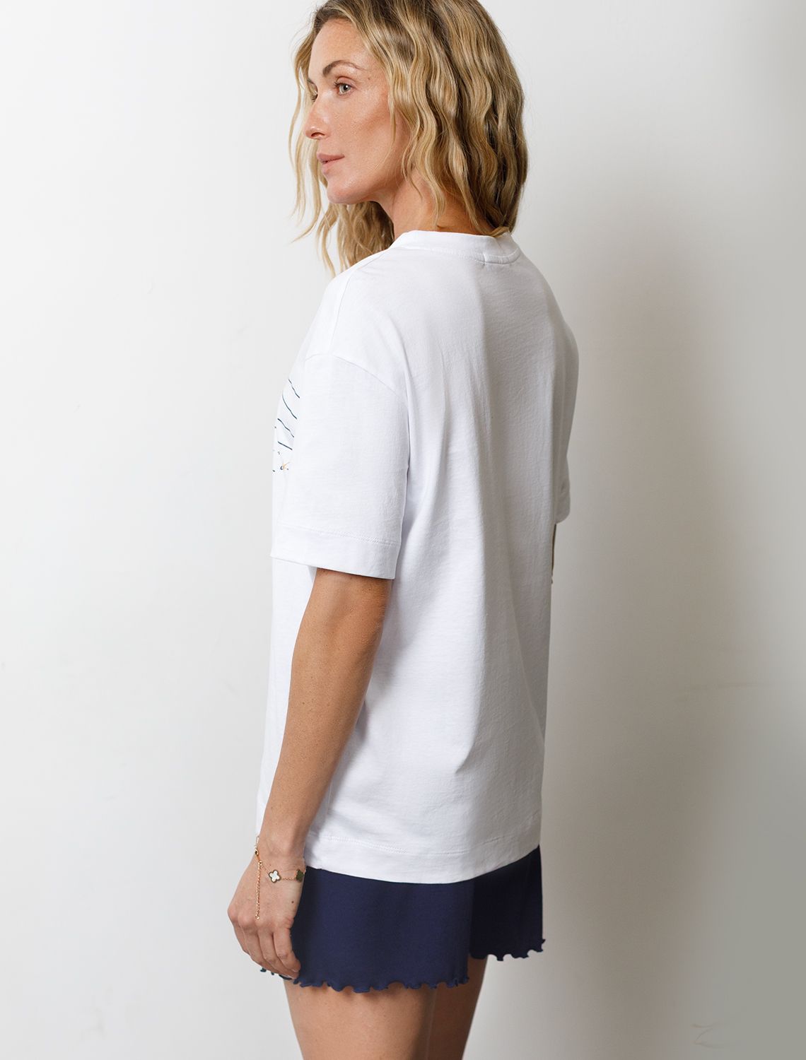 Футболка с принтом свободная из премиального 100% хлопка D49.158 белый_все_хорошо