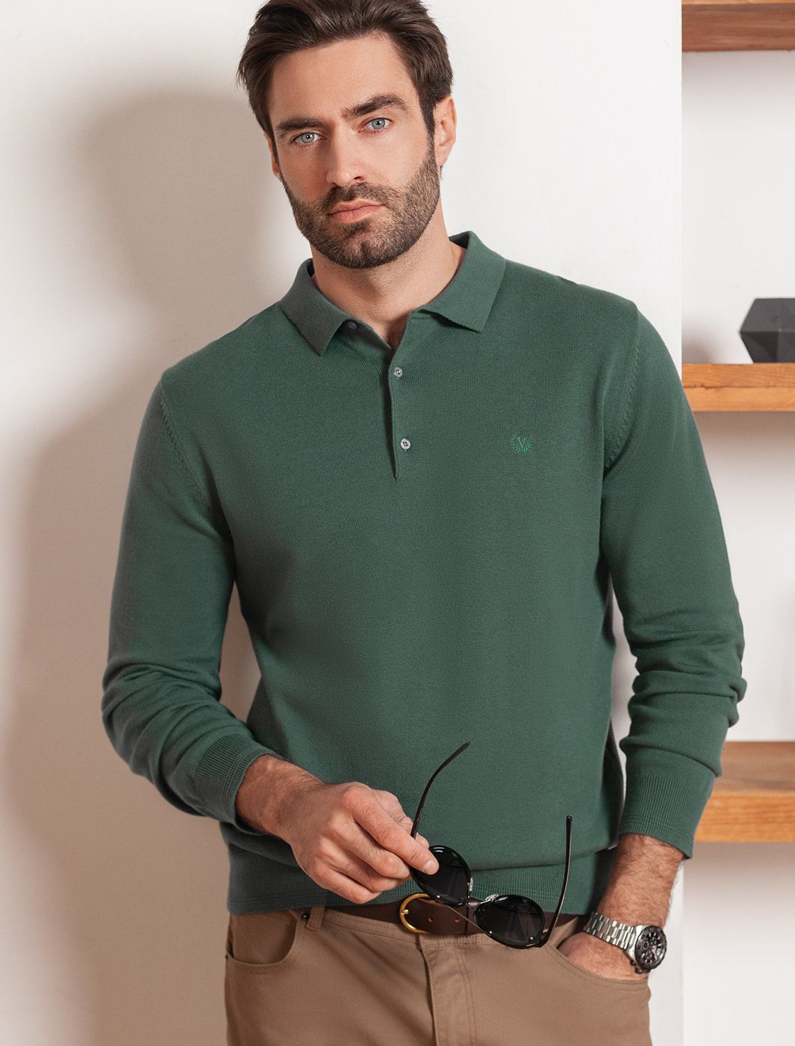 Джемпер-поло из хлопка с нейлоном