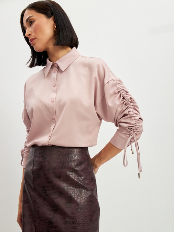 Блузка тонкая джинса OD-858-1 пудра OD-858-1