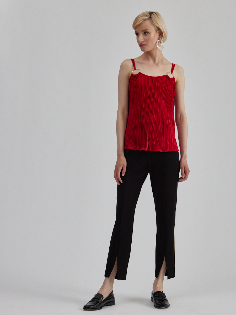 Топ из атласной ткани-плиссе OD-127-2-42