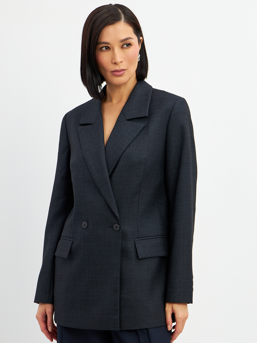 Жакет жакет из костюмной ткани OD-978-1 серо- синий