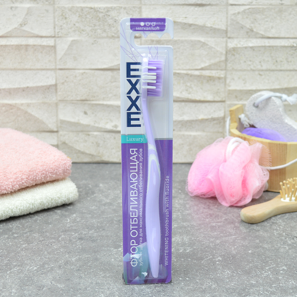 Зубная щетка LUXURY Фтор отбеливающая, 1шт мягкая EXXE