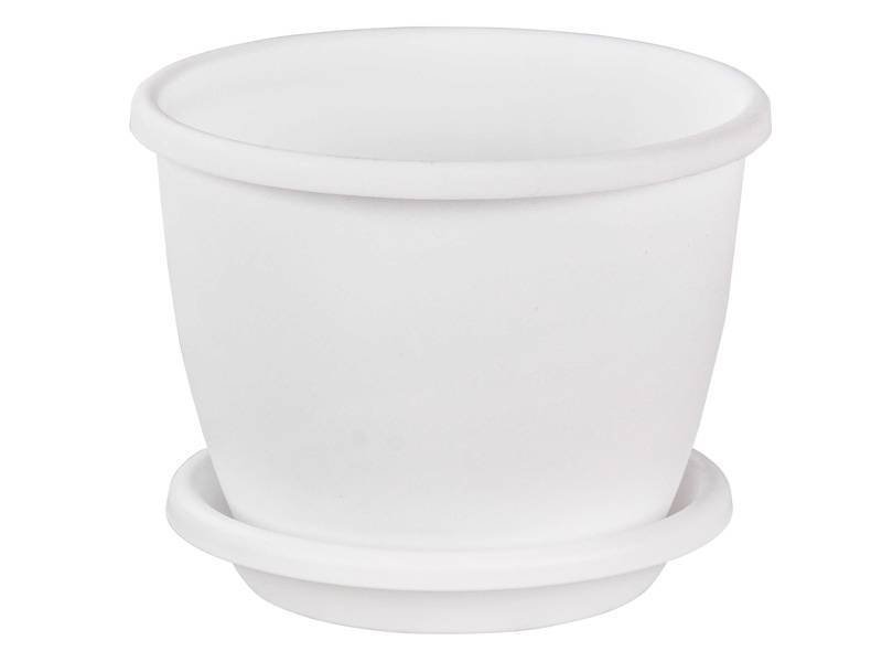 Горшок цветочный Афина 5,5л с поддоном (белый)