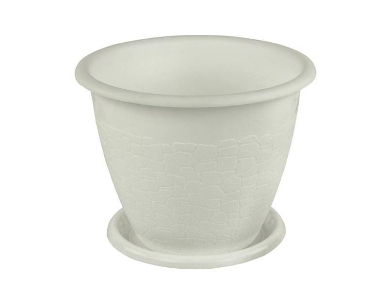 Горшок цветочный Розалия 1,2л с поддоном (белый)