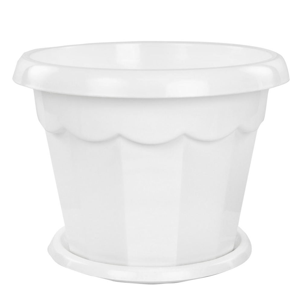 Горшок цветочный Гармония 2,5л с поддоном (белый)