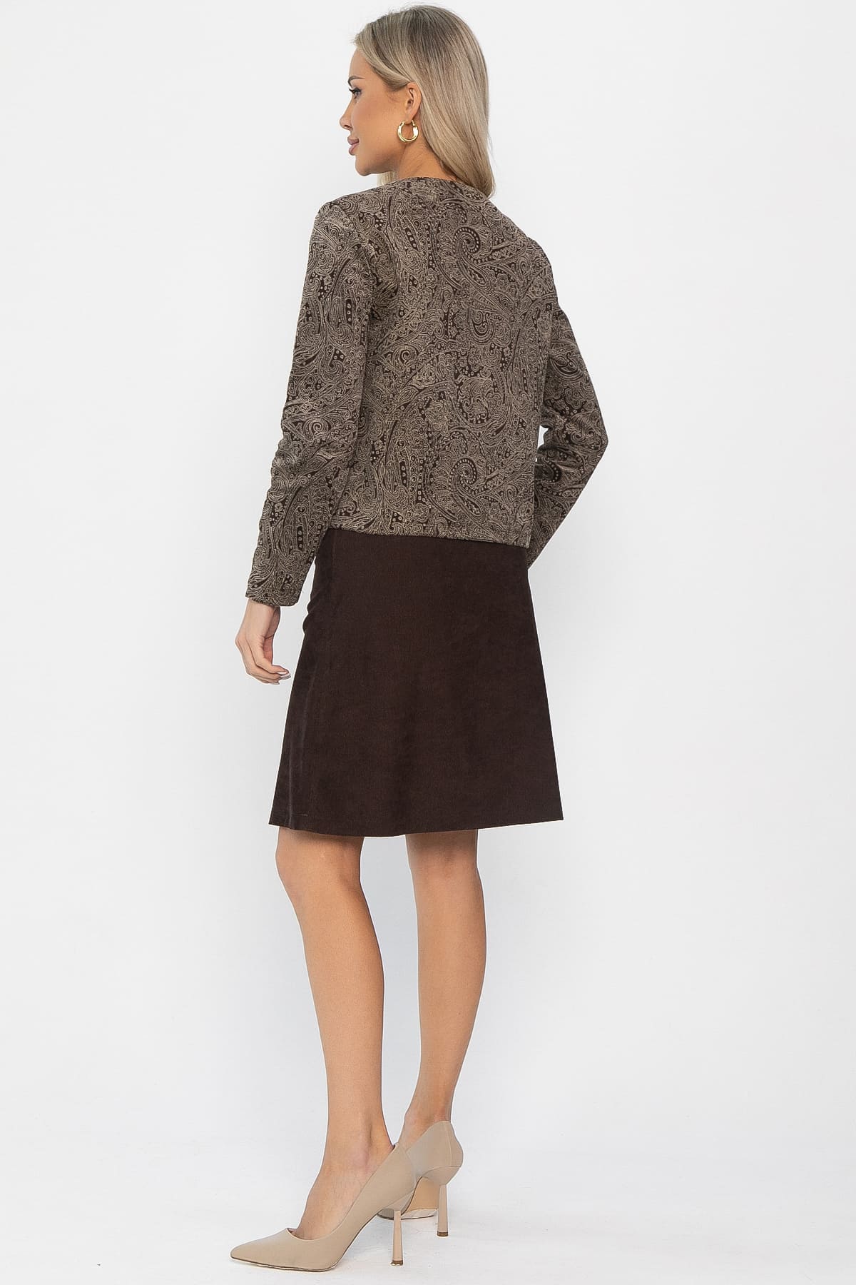 Костюм с юбкой Мэдди (коричневый) К14340-10М