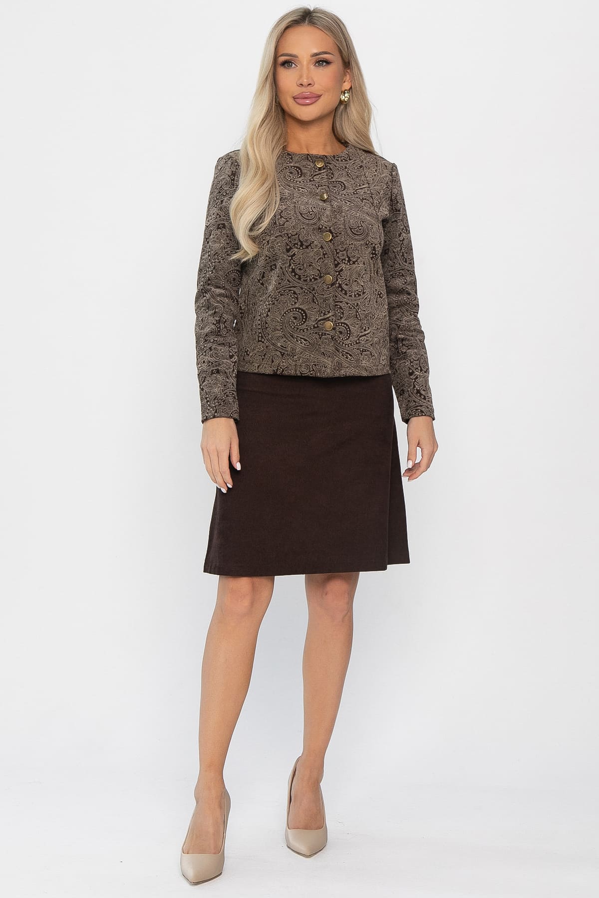 Костюм с юбкой Мэдди (коричневый) К14340-10М
