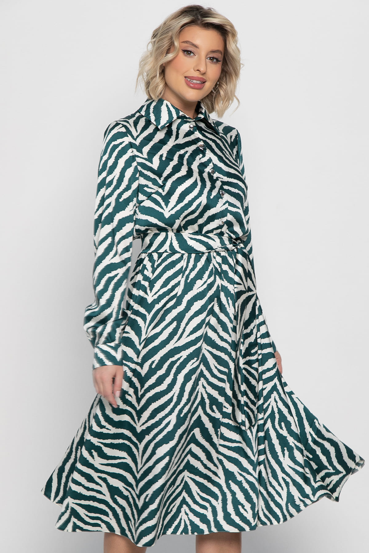 Платье Морена (бело-зеленое) П14969-45М