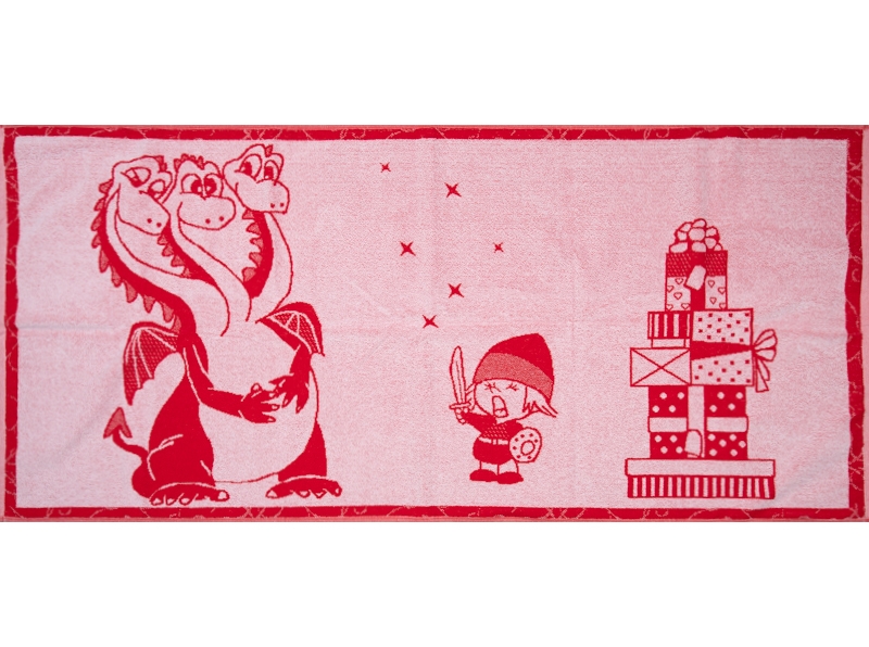 6с102.411ж1 Горыныч и подарки (красный6) Полотенце махровое 67х150см