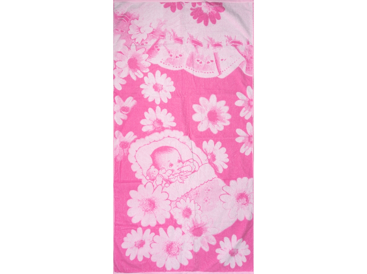 6с102.413ж1 В ромашках (розовый7) Полотенце махровое 81х160см
