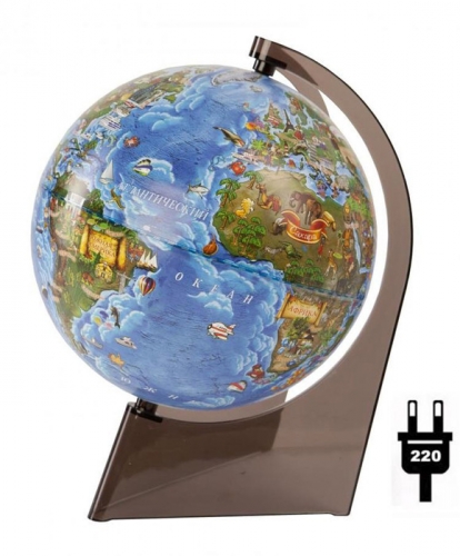 Глобус Земли для детей 210мм подсветка треуг.подставка 10292