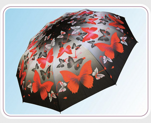 Зонты полиэстер с 10-ю спицами в 3 сложения