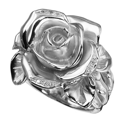 Белая роза кольцо			