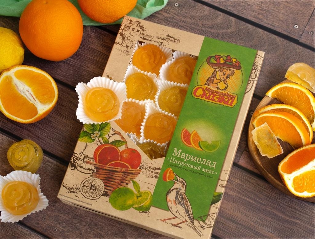 ХИТ! Мармелад желейный: Ассорти цитрусовый (апельсин, грейпфрут, лайм, лимон), 500гр