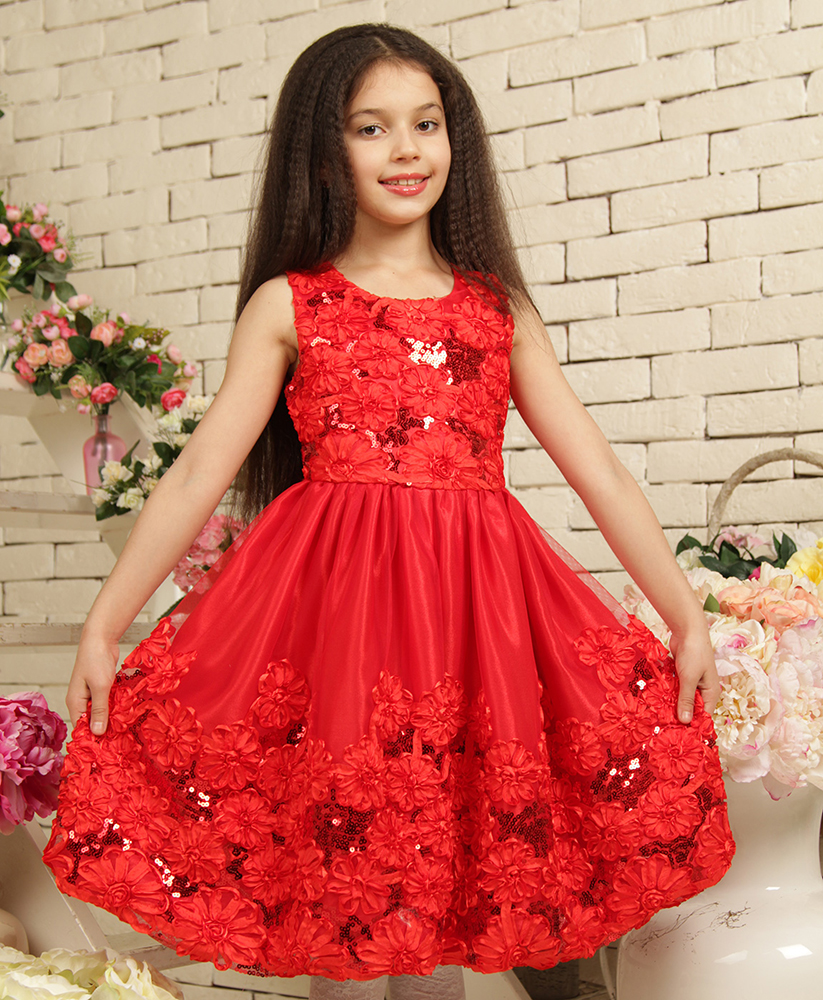 Красивые красные детские платья
