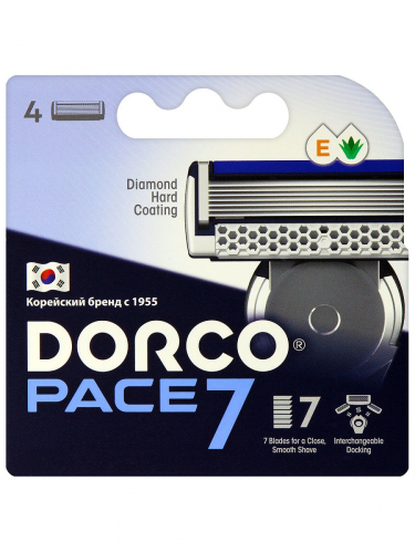 Сменные картриджи Dorco PACE 7 (4 зап.) с 7 лезвиями