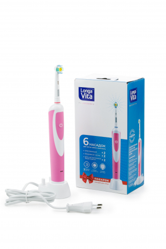Лонга Вита зубная щетка, электрическая, с зарядным устройством, арт. KAB-4, розовая