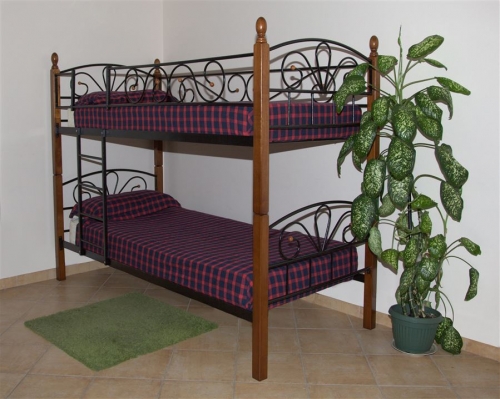 Двухъярусная кровать Аррзу - DD (металл-черный дерево- т.орех)