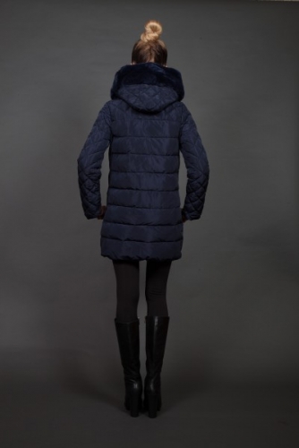 Куртка женская зимняя 16727 темно-синий натуральный мех