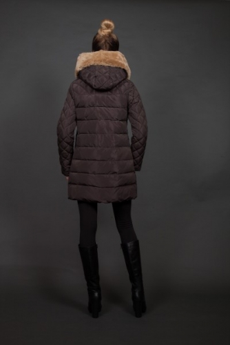 Куртка женская зимняя 16727 шоколад натуральный мех