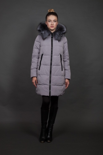 Куртка женская зимняя 511 стальной натуральный мех