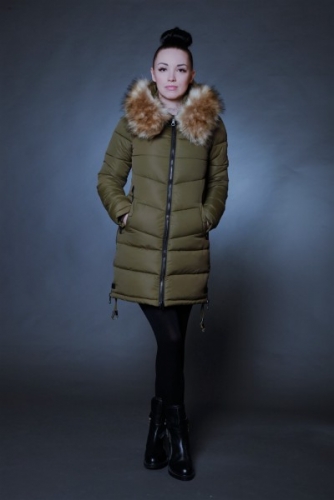 Куртка женская зимняя 1729 хаки искусственный мех