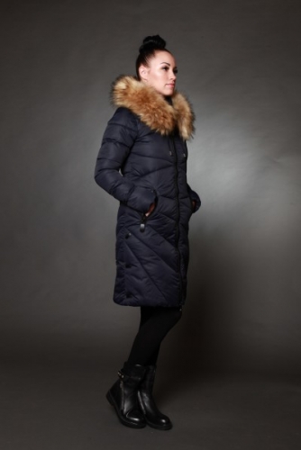 Куртка женская зимняя 8715 синий искусственный мех