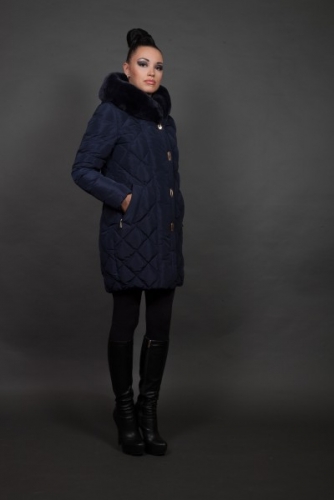 Куртка женская зимняя 16815 синий натуральный мех