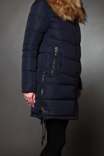 Куртка женская зимняя 1729 синий искусственный мех