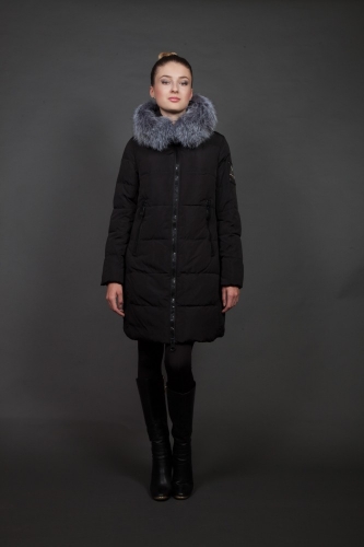 Куртка женская зимняя 511 черный натуральный мех