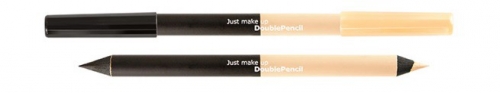 JUST Eyeliner Pencil Карандаш для глаз деревянный 2-х сторонний (чёрно-бежевый) Кайал 