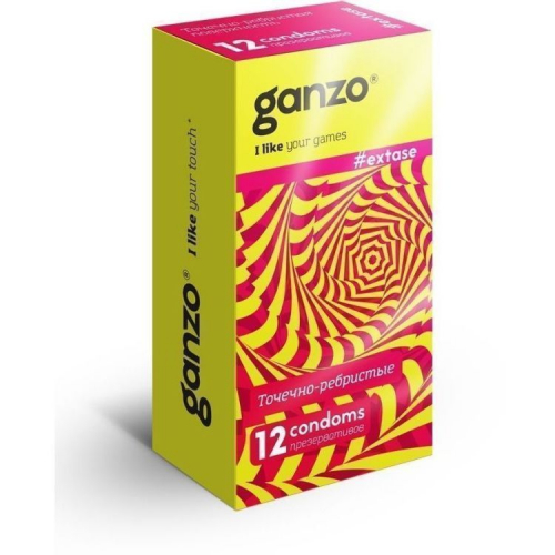 Ganzo  презервативы  точечно-ребристые  Extase 12 шт.