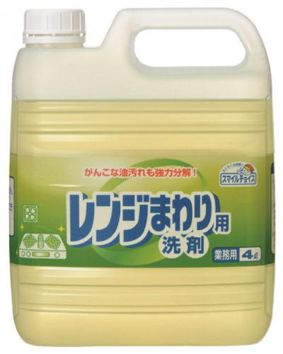 Mitsuei Чистящее средство для удаления жирных загрязнений с поверхностей плит, печей, кафеля, вытяжки, стен и виниловых полов (с ароматом лимона,  для флаконов с дозатором-крышкой) 4л 