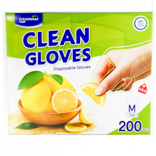  NEW Clean wrap Перчатки одноразовые полиэтиленовые (тонкие, размер М) 22,5 х 28 см