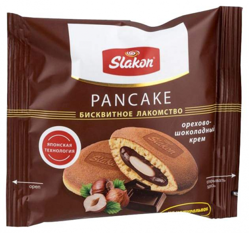 Пирожное бисквитное pancake Slakon орехово-шоколадный крем 36гр