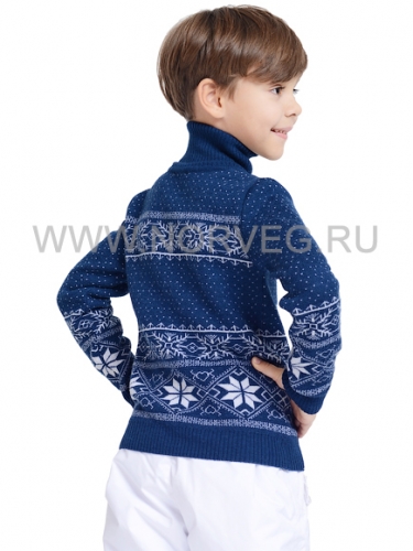 594p.2450p. Sweater Jaquard Wool Свитер детский цвет белый с голубым орнаментом